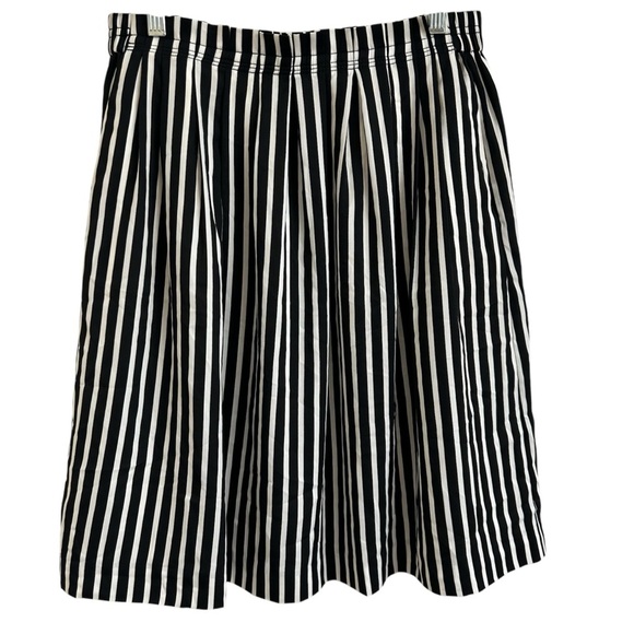 J. Crew Mercantile Womens Size 10 High Waisted Black White Striped Pleated Skirt - Picture 2 of 11